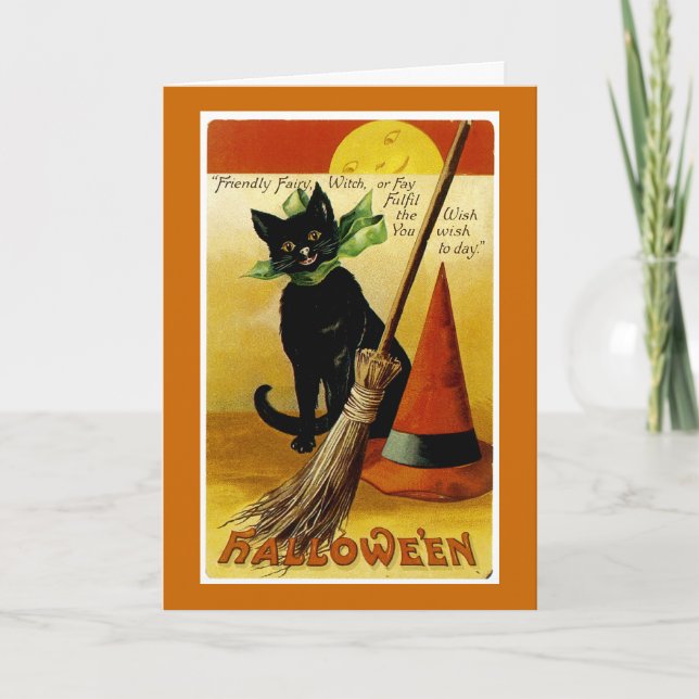 Cartão Gato Negro Halloween (Frente)
