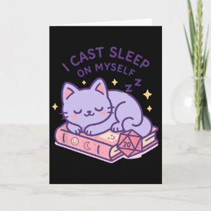 Cartão Gato Nerdy de RPG D20 Dado Dormente Para Amor de G