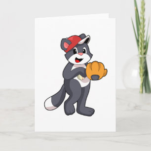 Cartão Gato no beisebol com luva de beisebol.PNG