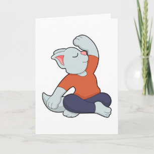 Cartão Gato no Yoga de pernas cruzadas