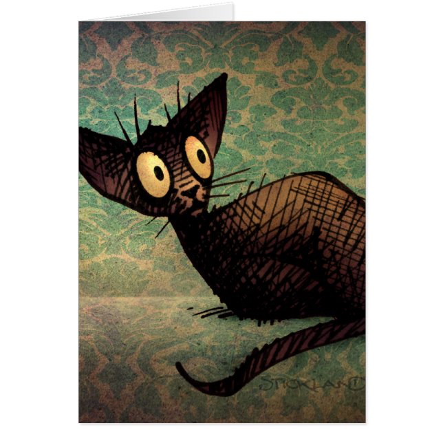 Cartão Gato oriental preto bonito (Frente)