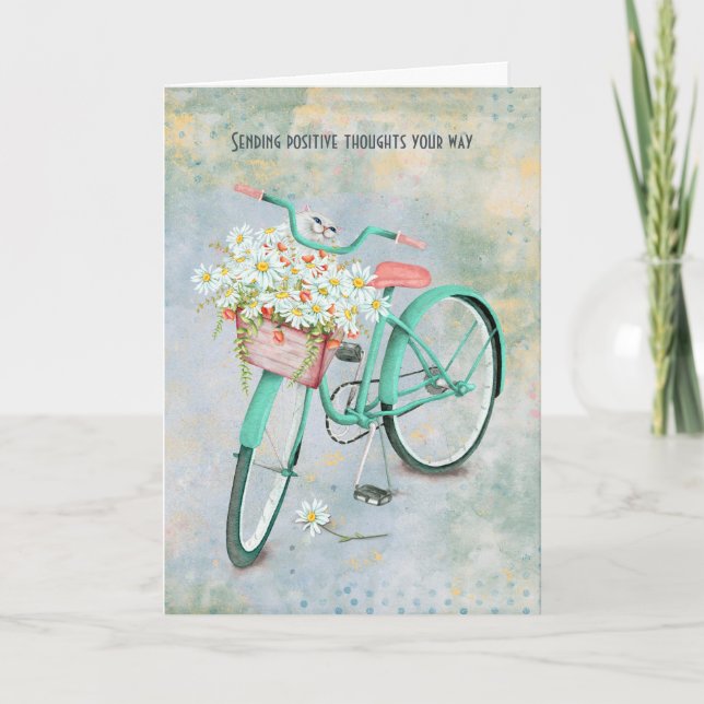 Cartão Gato persa na cesta de margarida pensando em você (Frente)