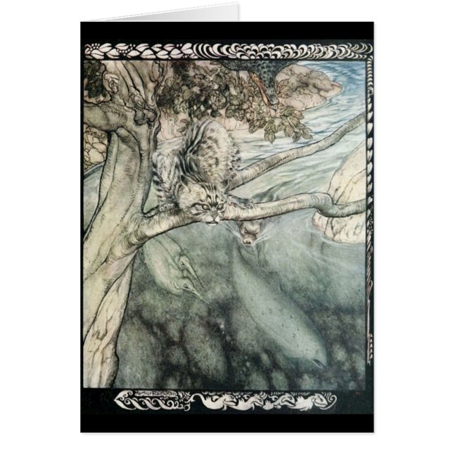 Cartão Gato por Arthur Rackham (Frente)