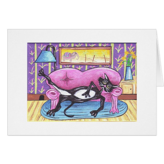 Cartão gato preguiçoso (Frente Horizontal)