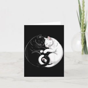 Cartão Gato Preto Branco de Estimação Yin e Yang