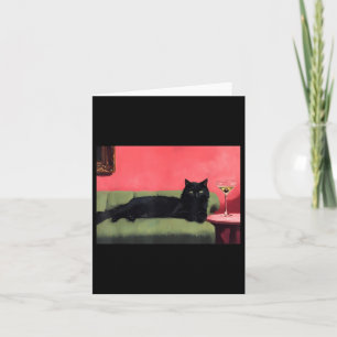 Cartão Gato Preto Com Impressão de Arte Martini