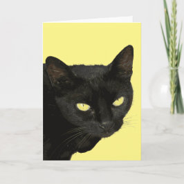 Cartão Gato Preto Com Linda Arte Vetor Amarelo