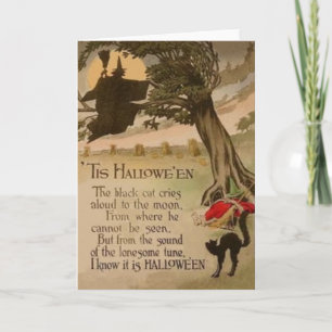 Cartão Gato Preto de Abóbora de Lua Cheia