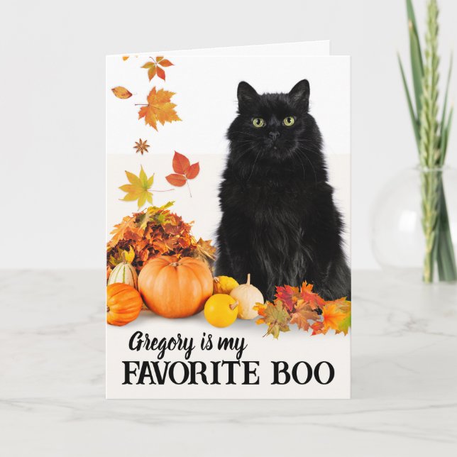 Cartão Gato Preto de Halloween Boo, namorado favorito (Frente)