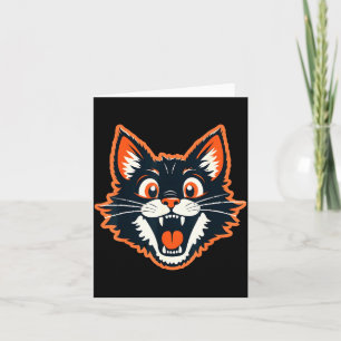 Cartão Gato Preto de Halloween Vintage - Envelhecido