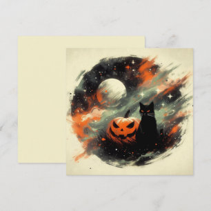 Cartão Gato Preto e Abóbora do Dia das Bruxas