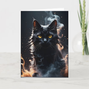 Cartão Gato Preto em uma Névoa de Fumaça Cumprimento em B