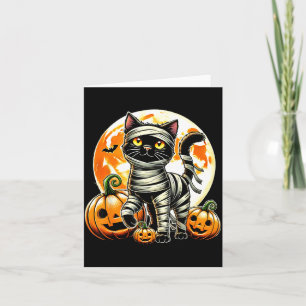 Cartão Gato Preto Engraçado Fantasia de Múmia de Hallowee