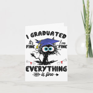 Cartão Gato preto engraçado formado último dia de graduaç