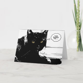 Cartão gato preto está entediado