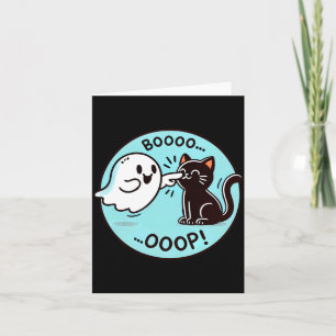 Cartão Gato Preto Fantasma Halloween Engraçado Boop Fácil