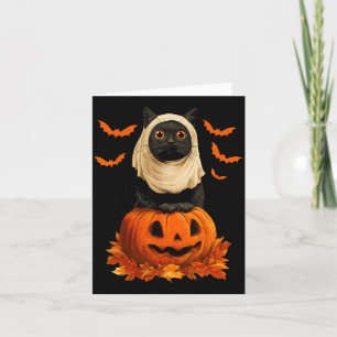 Cartão Gato Preto Fantasmagórico do Halloween Abóbora Mor