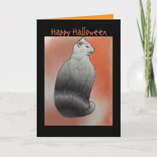 Cartão Gato Preto Halloween Editável