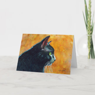 Cartão Gato preto no perfil, cócegas
