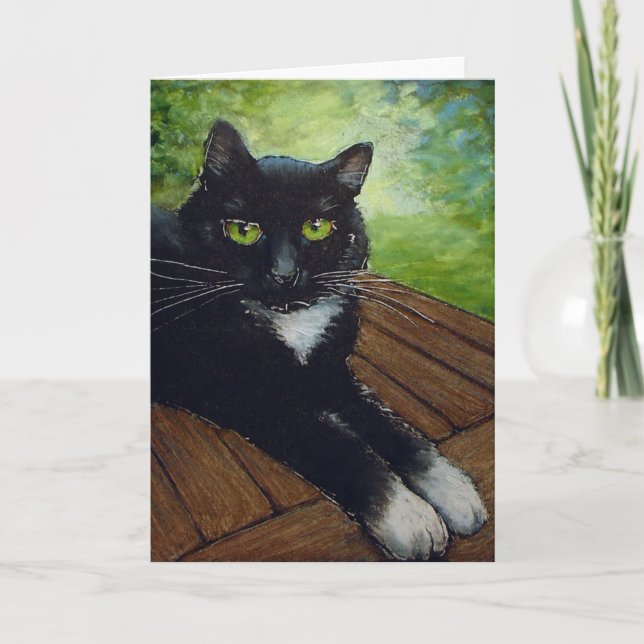 Cartão Gato preto - por Lora Shelley (Frente)