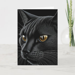 Cartão Gato Preto Pun Feliz Aniversário