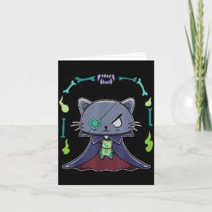 Cartão Gato Preto Vampiro Drácula E Urso De Pelúcia Para