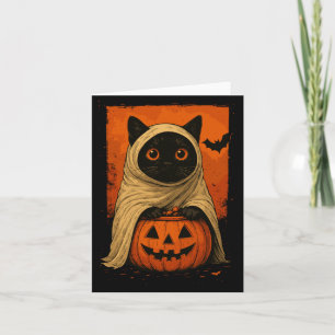 Cartão Gato Preto Vintage Divertido Halloween Abóbora Ass