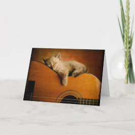 Cartão Gato que dorme na guitarra