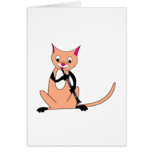 Cartão Gato que joga o clarinete