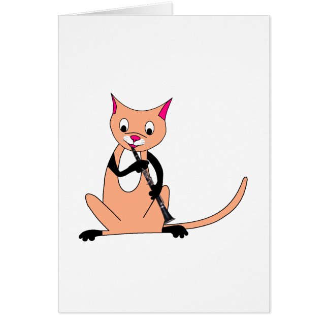 Cartão Gato que joga o clarinete (Frente)