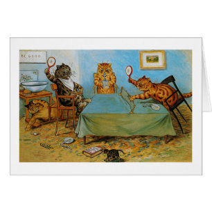 Cartão Gato que joga o ténis de mesa, Louis Wain