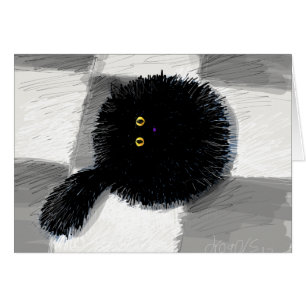 Cartão gato que olha acima