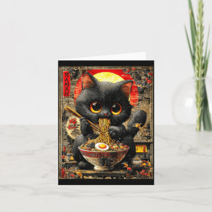 Cartão Gato Ramen Engraçado Amantes de Macarrão Anime Ota