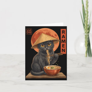 Cartão Gato Ramen Gatinho Arte Japonesa Engraçado Gráfico