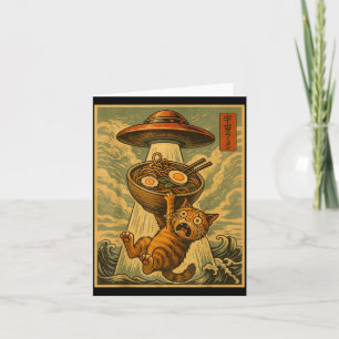 Cartão Gato Ramen Japonês Divertido Anime Ufo Homens Mulh