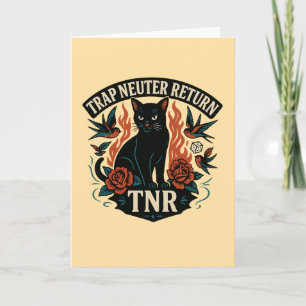 Cartão Gato Rockabilly TNR Vintage Tatuagem Gato Preto