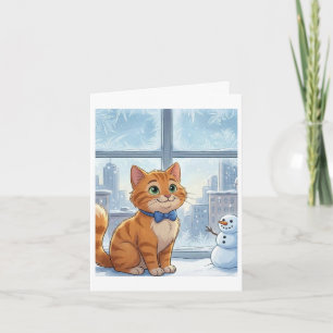 Cartão Gato ruivo na época do Natal