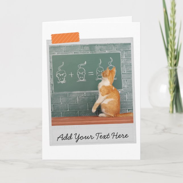 Cartão Gato Ruivo Quadro Negro Engraçado (Frente)