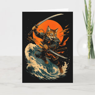 Cartão Gato Samurai Japonês Vintage Ukiyo-e Gato Anime Gi