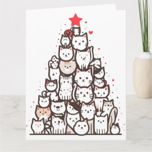 Cartão Gato Santa Patas Meowy Natal Árvore de Catmas 