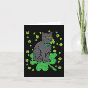 Cartão Gato Shamrock Dia de São Patrício 4 Folhas De Vest