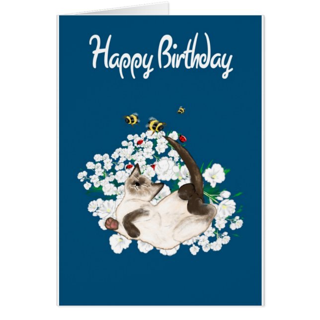 Cartão Gato Siamês Repleto (Frente)