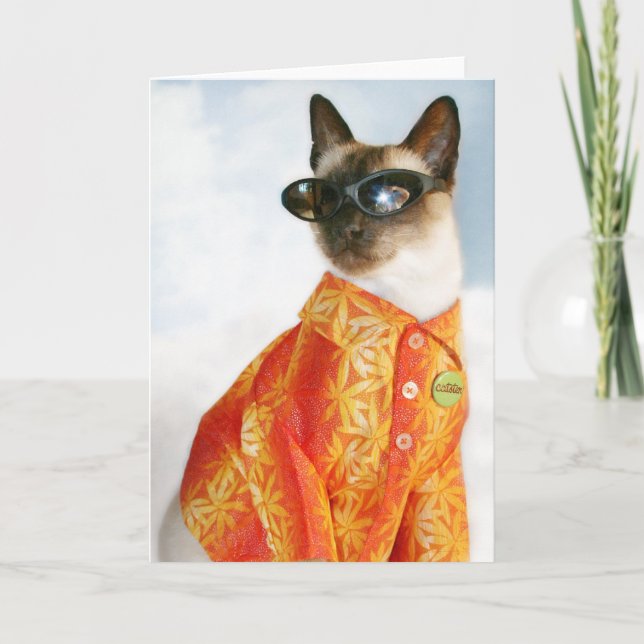 Cartão Gato Siamese nas máscaras (Frente)
