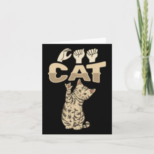 Cartão Gato Sinal Gestual Asl Conscientização Surdez Perd
