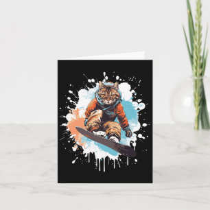 Cartão Gato Snowboard Animal Snowboard Engraçado Para Hom