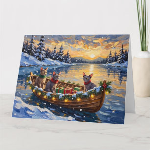 Cartão Gato Sphynx Barco de Natal Feriado