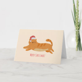 Cartão Gato Tabby Amarelo de Natal
