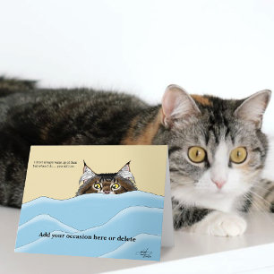 Cartão Gato Tabby Amarelo Divertido e Jovial Humor Matina