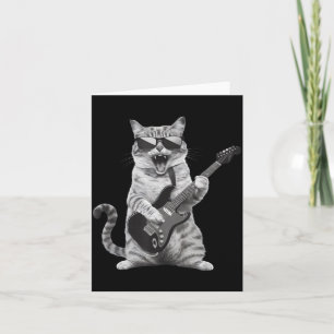 Cartão Gato Tocando Guitarra Rock Star Rock And Roll Home