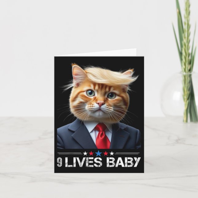 Cartão Gato Trump 9 Vidas Bebê Engraçado Vote no Trump Ga (Frente)